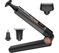 Hatteker Uomo Rasoio elettrico schienai Regolabile Rasoio corpo con braccio di estensione Rasoio per capelli posteriori senza fili Kit 4 in 1 per la corpo Trimmer facciale, braccio, mento multigroom