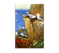 Hau3sh3a Archibald Thorburn Stampa su tela Gabbiani Quadro Riproduzione su tela Telaio Uccelli Poster Decorazione Parete Soggiorno Camera da Letto80x50cm(31x20in) Senza cornice