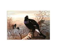 Hau3sh3a Archibald Thorburn Stampa su tela La serata di Black del serale Quadro Riproduzione su tela Telaio Uccelli Poster Decorazione Parete Soggiorno Camera da Letto90x60cm(35x24in) Senza cornice