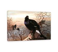 Hau3sh3a Archibald Thorburn Stampa su tela La serata di Black del serale Quadro Riproduzione su tela Telaio Uccelli Poster Decorazione Parete Soggiorno Camera da Letto45x30cm(18x12in) Con cornice