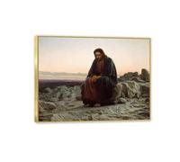 Hau3sh3a Ivan Karmskoy Canvas Wall Art Cristo nel deserto poster deserto Stampa di belle arti su dipinti di tela per soggiorno Ufficio camera da letto 90x70cm(36x28in) Con cornice
