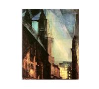 Hau3sh3a Lionel Feininger Stampe su tela Chiesa di Santa Maria di notte, Halle Riproduzione Quadri Famosi Camera da Letto Quadri Moderni Astratti Soggiorno su tela40x30cm(16x12in) Solo tela