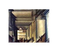 Hau3sh3a Lionel Feininger Stampe su tela Dietro la Chiesa Comunale Riproduzione Quadri Famosi Camera da Letto Quadri Moderni Astratti Soggiorno su tela70x60cm(28x24in) Solo tela