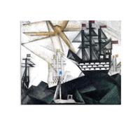 Hau3sh3a Lionel Feininger Stampe su tela Flotta da battaglia Riproduzione Quadri Famosi Camera da Letto Quadri Moderni Astratti Soggiorno su tela48x40cm(19x16in) Solo tela