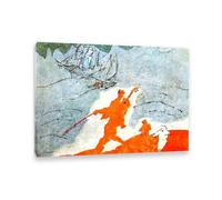 Hau3sh3a Lionel Feininger Stampe su tela Musicista cieco in spiaggia Riproduzione Quadri Famosi Camera da Letto Quadri Moderni Astratti Soggiorno su tela42x30cm(17x12in) Cornice interna