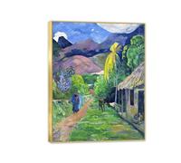 Hau3sh3a PAUL GAUGUIN CANVAS Wall Art Road in Tahiti Poster Paesaggio Immagini Olio Dipinto Reproduzione decorazione a parete moderna per soggiorno camera da letto 40x30cm(16x12in) incorniciata