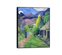 Hau3sh3a PAUL GAUGUIN CANVAS Wall Art Road in Tahiti Poster Paesaggio Immagini Olio Dipinto Reproduzione Decorazione da parete moderna per soggiorno camera da letto 90x70cm(36x28in) Cornice nera