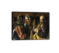 Hau3sh3a Stampe artistiche di caravaggio su tela La negazione di Saint Peter Poster baroch Wall Art Piccting cristiano Piccollo per soggiorno Ufficio camera da letto 65x50cm(26x19in) Cornice nera
