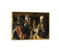 Hau3sh3a Stampe artistiche di caravaggio su tela La negazione di Saint Peter Poster baroch Wall Art Piccting cristiano Piccollo per soggiorno Ufficio camera da letto 50x40cm(20x16in) Con cornice