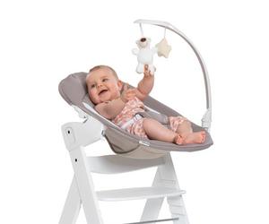hauck Alpha Bouncer Deluxe, Beige - Sdraietta Neonato con Arco Giochi, Schienale Regolabile e Base Dondolo per Seggioloni Alph e Bet con Cintura a 3 Punti e Riduttore di Seduta