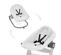 hauck Alpha Bouncer Premium Sdraietta Neonato - Per Seggiolone Pappa Alpha e Beta dalla Nascita a 9 Mesi - Dondolo Neonato 2in1 in Cotone, Cintura a 5 Punti e Schienale Regolabile - Grigio Chiaro