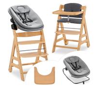 hauck Alpha Move Newborn Set 3 in 1 Highchair Bouncer - seggiolone in legno dalla nascita, incluso inserto per neonato, imbottitura e tavoletta da pranzo