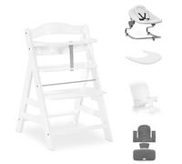 hauck Alpha+ Premium Bundle, bianco - dalla nascita ai 99 anni, seggiolone, buttafuore, seggiolino per bambini, cuscino per seggiolino e vassoio per clic