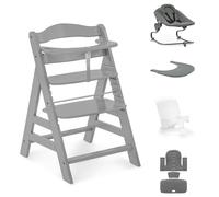 hauck Alpha+ Premium Bundle, Seggiolone in legno di faggio dalla nascita ai 99 anni, seggiolone con sdraietta reclinabile, riduttore per seggiolino, cuscino e vassoio a scatto