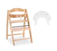 hauck Arketa N Play, Beech - Seggiolone Pappa con Vassoio da Gioco (Senza Giochi), Spartigambe, Cintura a 5 Punti e Barra Protettiva - dai 6 Mesi fino a 130 kg - Altezza Regolabile