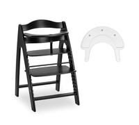 hauck Arketa N Play, Blackwashed - Seggiolone Pappa con Vassoio da Gioco (Senza Giochi), Spartigambe, Cintura a 5 Punti e Barra Protettiva - dai 6 Mesi fino a 130 kg - Altezza Regolabile