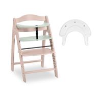 hauck Arketa N Play, Whitewashed Mint - Seggiolone Pappa con Vassoio da Gioco (Senza Giochi), Spartigambe, Cintura a 5 Punti e Barra Protettiva - dai 6 Mesi fino a 130 kg - Altezza Regolabile