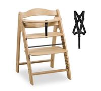hauck Seggiolone Pappa in Legno Arketa - Seggiolone Evolutivo (Legno Certificato FSC®) dai 6 Mesi - Sedia per Bambini Regolabile, con Barra di Sicurezza e Cintura Inguinale e a 5 Punti - Quercia