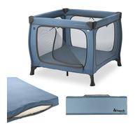 hauck Box da Viaggio Quadrato con Materassino, Sleep N Play SQ Dark Blue | Chiusura compatta con borsa, apertura gioco XL a zip, dalla nascita a 15 kg/3 anni, box bambini e culla da campeggio 2in1