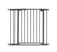 hauck Cancelletto di Sicurezza Bambini 84-89 cm, Grigio Scuro - Barriera Porta e Scala con Soglia Piatta, Chiusura Automatica, Montaggio a Pressione, Senza Fori - Solo da Interno Casa