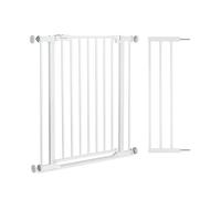 hauck cancelletto di Sicurezza per Bambini Clear Step 2, Incl. Estensione 21cm - Cancelletto per Bambini per Aperture da 96-101cm, Base Piatta, Senza Forare - Apertura Una Mano - Metallo, Bianco