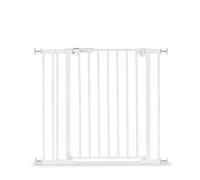 hauck Cancelletto di Sicurezza per Bambini Clear Step 2, Incl. Estensione da 9 cm - Cancelletto per Bambini per Aperture da 84-89cm, Base Piatta, Senza Forare - Apertura con Una Mano - Metallo, Bianco