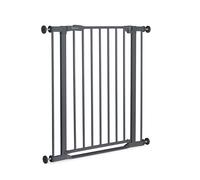 hauck Cancelletto di Sicurezza per Bambini Clear Step 2 - Cancelletto per Bambini con Base Piatta, Aperture da 75-80cm, Apertura con Una Mano, Chiusura Manuale, Senza Forare - Metallo, Grigio Scuro