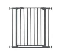 hauck Cancelletto di Sicurezza per Bambini Clear Step 2 - Cancelletto per Bambini con Base Piatta, Aperture da 75-80cm, Apertura con Una Mano, Chiusura Manuale, Senza Forare - Metallo, Grigio Scuro