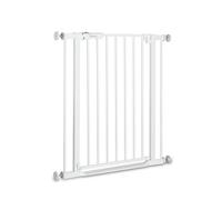 hauck Clear Step Autoclose 2, Bianco - Cancelletto per Bambini Cani Senza Estensione, Larghezza Regolabile da 75 a 80 cm, Alto 77 cm, Chiusura Automatica, Base Piatta, Apertura a 2 Sensi con una Mano