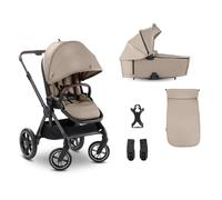 hauck Comfort N Care Air Set, Mocha - Passeggino 2in1 con Ruote ad Aria, Navicella Neonato con Pulsanti Memoria, Seduta Reversibile Reclinabile fino a 22 kg, Coprigambe, Portabibite, Sospensione
