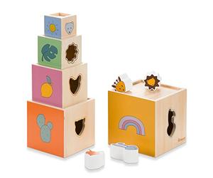 hauck Cubi Impilabili in Legno da 1 Anno, Stack N Raise