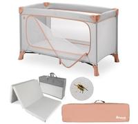 hauck Dream N Play Set Lettino da Viaggio con Materasso e Zanzariera | Box Bambini Pieghevole con Borsa da Trasporto | Dusty Cork