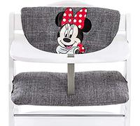 hauck Highchair Pad Deluxe, Disney Minnie Grigio - Cuscino per Bambini 6 - 36 Mesi - Compatibile con Seggiolone Pappa in Legno Alpha+, Beta+ e Arketa - Copriseduta Soffice a 2 Pezzi
