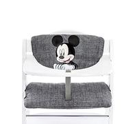 hauck Highchair Pad Deluxe, Disney Topolino Grigio - Cuscino per Bambini 6 - 36 Mesi - Compatibile con Seggiolone Pappa in Legno Alpha+, Beta+ e Arketa - Copriseduta Soffice a 2 Pezzi