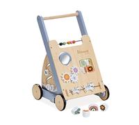 hauck Learn To Walk Carrello Primi Passi per Bambini - Carrello Bambini con Giochi e Sistema Frenante, Dai 12 Mesi, in Legno (Certificato FSC®) - Con Diversi Elementi di Gioco e Specchio