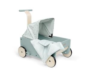 hauck Learn to Walk, Dolls - Carrello Primi Passi per Bambini a Partire da 1 Anno e Carrozzina per Bambole e Peluche fino a 43 cm, Girello Multifunzionale in Legno con Freno e Maniglione Regolabili