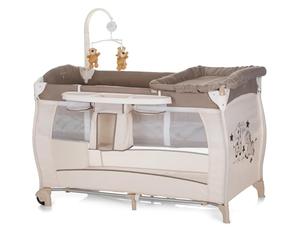 hauck Lettino Campeggio BabyCenter Zoo - Culla Campeggio con 2° Livello, Arco Giochi e Ruote - Culla da Viaggio con Borsa, Fasciatoio e Organizer - Beige