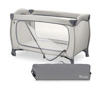 hauck Sleep N Easyfold, Dark Grey - Lettino da Viaggio Facilissimo da Richiudere dalla Nascita fino a 15 kg con Ruote, Borsa di Trasport e Grande Ingresso Zip per Giocare, 125 x 69 x 82 cm, 7,6 kg