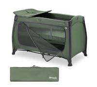 hauck Lettino Neonato da Viaggio Play N Relax Center - Culla Neonato con Fasciatoio, Borsa e Apertura XL - Lettino da Campeggio per Bambini Pieghevole, Dalla Nascita Fino a 15 kg - Verde scuro