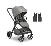 hauck Move N Care, Dark Grey - Passeggino Bidirezionale e Reclinabile dalla Nascita a 22 kg con Cappottina XL, Ruote di Gomma Ammortizzate - Manubrio Regolabile in Altezza, Adattatore Ovetto Incluso
