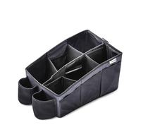 hauck Organize Me, Grigio - Box Portaoggetti Auto con 2 Portabiberon, 6 Scomparti e Maniglia di Trasporto - Portagiochi Auto Bambini 35 x 24 x 21 cm - Materiale Antiscivolo e Idrorepellente