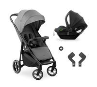 hauck Passeggino 2 in 1 Shop N Care Travel Set - Dalla Nascita Fino a 22kg - Passeggino Compatto con Ovetto Neonato, Pieghevole, Reclinabile con Portabibite e Vassoio - Protezione UV 50+ - Grigio