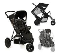 Hauck H-51304-En-000-000 Freerider Passeggino Fratellare Tandem Fino a 36 Kg, Ruote Grandi, Maniglione Regolabile, Chiusura Compatta, per Bambini da 0 Mesi, Posizione Nanna, Parapioggia Incluso, Nero