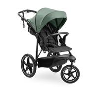hauck Passeggino 3 Ruote Runner 3 - Con Ruote XL Ad Aria, Sospensioni, Freno a Mano e Cappotta XL UPF 50+ - Pieghevole e Reclinabile, Cesto XL Fino a 3kg con Copertura e Portabibite - Verde giungla