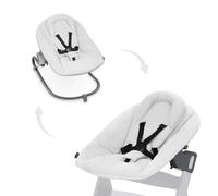 hauck Alpha Bouncer Premium Sdraietta Neonato - Per Seggiolone Pappa Alpha e Beta dalla Nascita a 9 Mesi - Dondolo Neonato 2in1 in Cotone, Cintura a 5 Punti e Schienale Regolabile - Grigio Chiaro