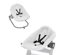 hauck Alpha Bouncer Premium Sdraietta Neonato - Per Seggiolone Pappa Alpha e Beta dalla Nascita a 9 Mesi - Dondolo Neonato 2in1 in Cotone, Cintura a 5 Punti e Schienale Regolabile - Grigio Chiaro