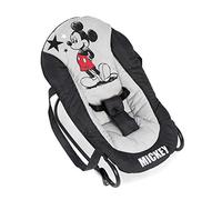 hauck Sdraietta Neonato Rocky Disney - Dalla Nascita fino a 9kg con Funzione Dondolo - Sdraietta Neonati con Schienale Reclinabile, Cintura a 3 Punti, Trasportabile e Antiribaltamento - Nero, Topolino