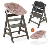 hauck Seggiolone Pappa Alpha Plus Newborn - Sediolone Pappa Bimbi con Sdraietta Neonati Dondolo e Cuscino - Seggiolone Evolutivo Legno - (Disney, Bambi)
