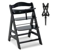 hauck Seggiolone Pappa in Legno Alph Legno certificato FSC) - Resistente al Ribaltamento - Seggiolone Evolutivo da 6 mesi fino a 90 kg - Grigio Scuro