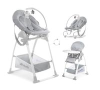 hauck Seggiolone Pappa Sit N Relax 3in1 - Da 0 Mesi fino a 15kg Con Sdraietta Neonati, Regolabile in Altezza e Profondità, Cesto e Cintura Sicurezza - Grigio